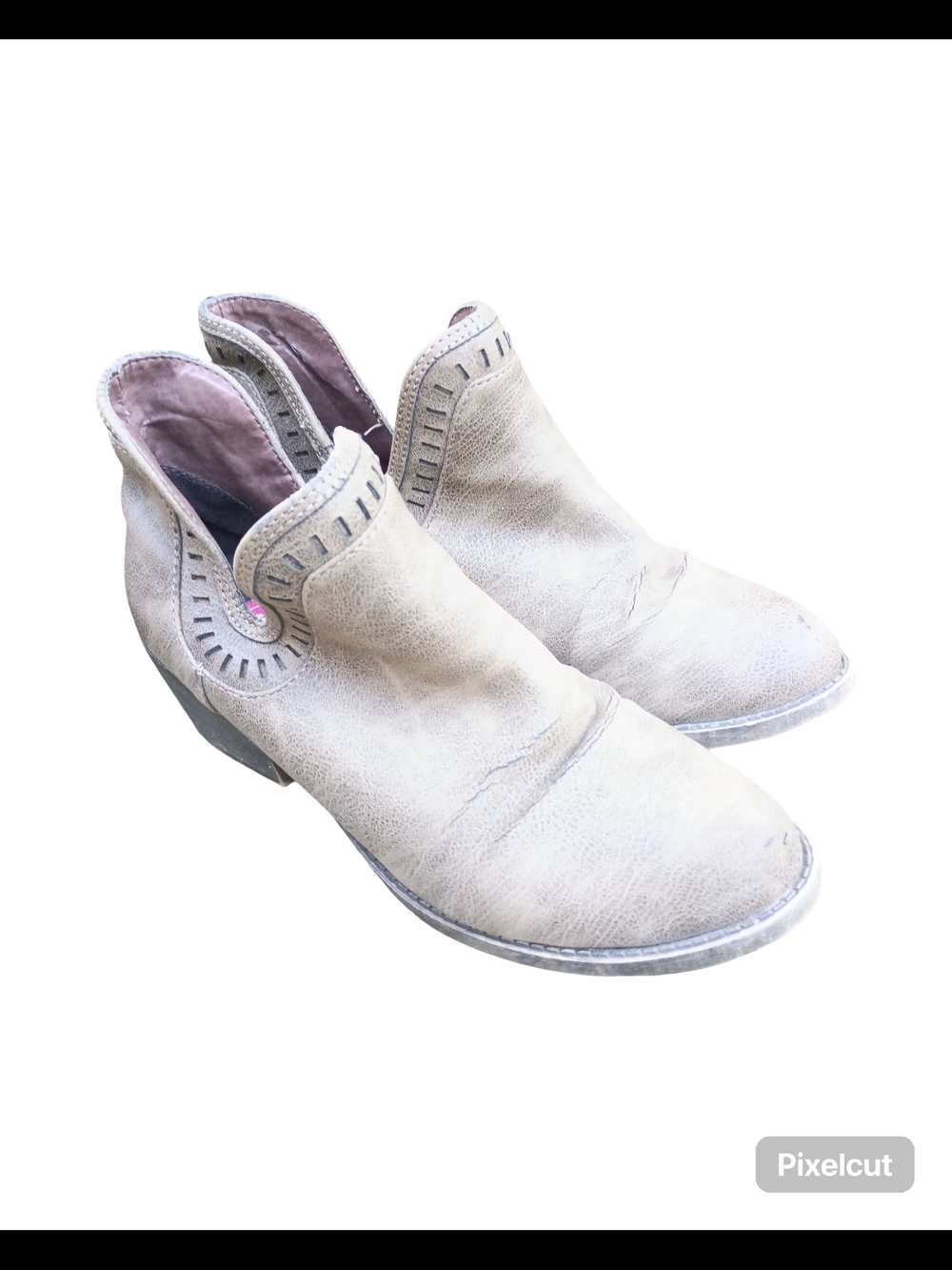 pop Taupe Distressed Cutout Ankle Booties - Picture 7 of 9